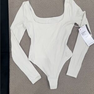 Lululemon Athletica White Square-Neck Bodysuit